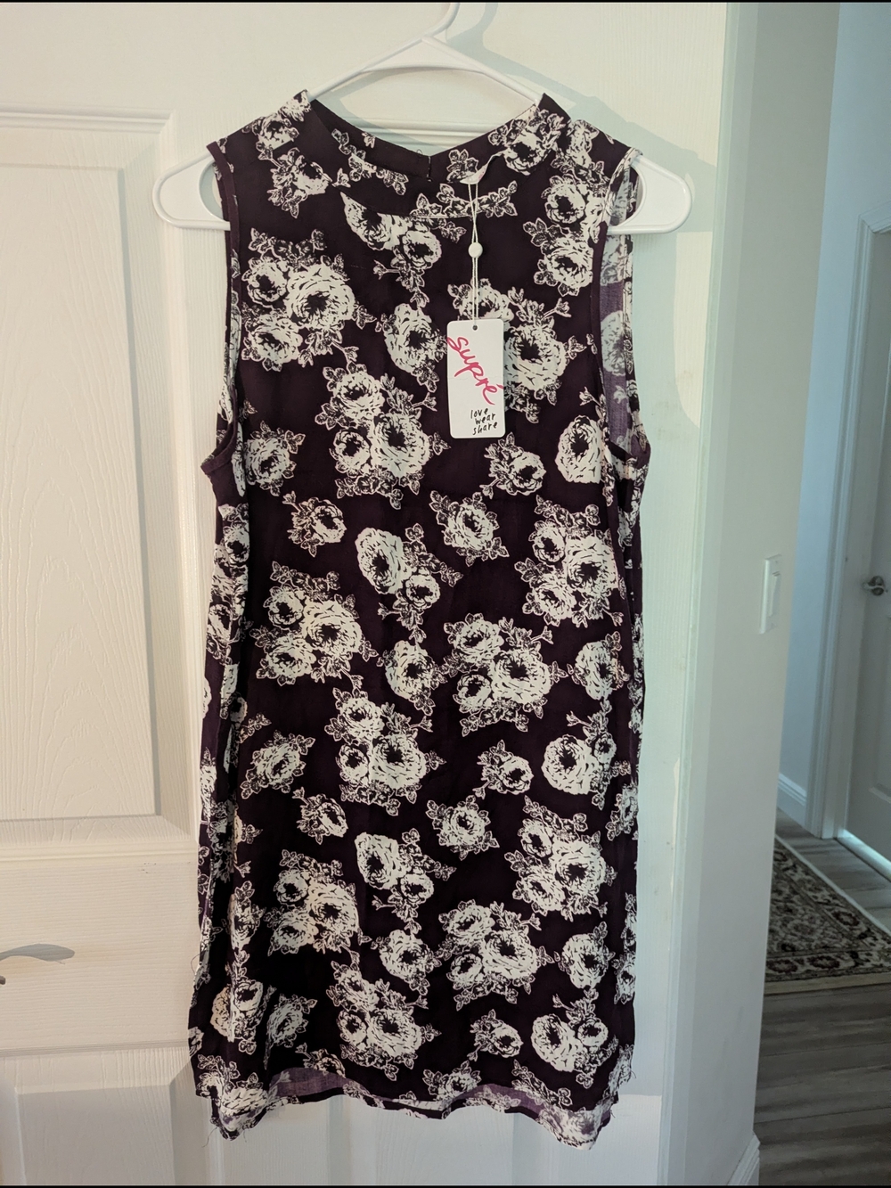 SUPRE Black Dress with White Floral Print